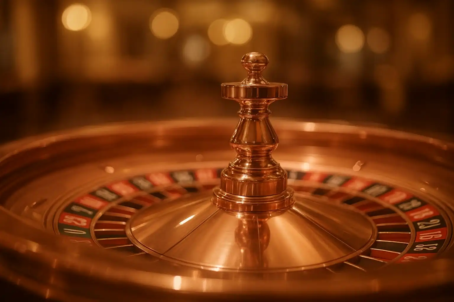 Rose gold roulette wheel with champagne lighting